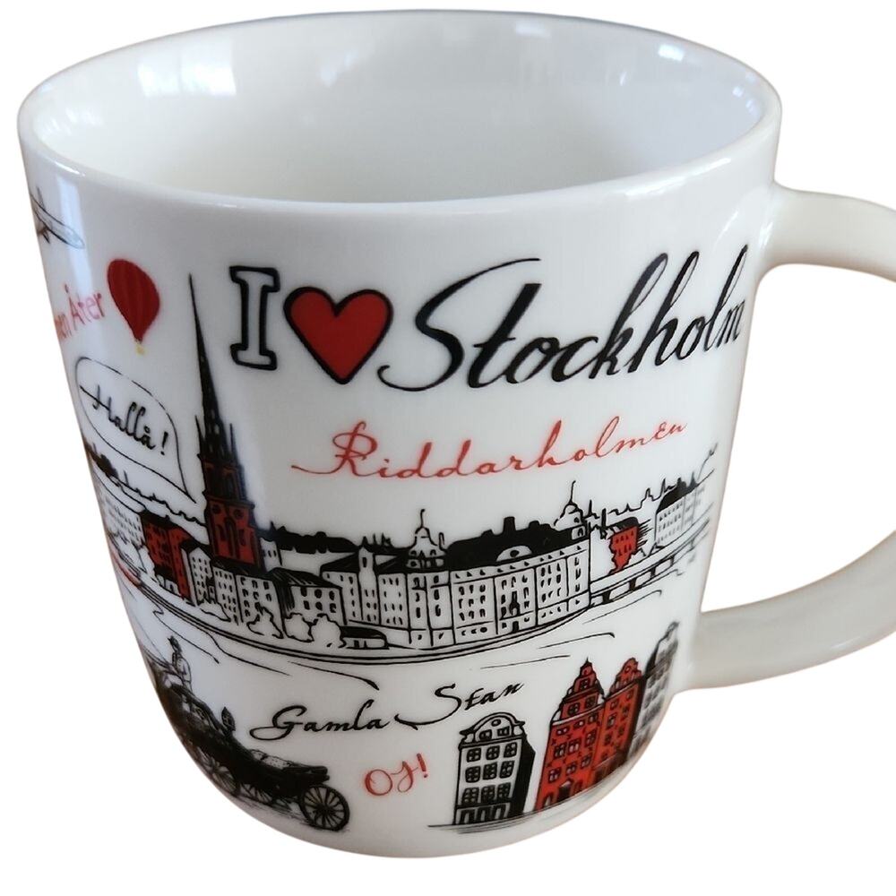 White and Red Stockholm Souvenir coffee cup Mug